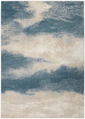 Homeroots 5' X 7' Teal And Ivory Abstract Non Skid Area Rug  Polyester 550444