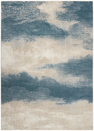 Homeroots 5' X 7' Teal And Ivory Abstract Non Skid Area Rug  Polyester 550444