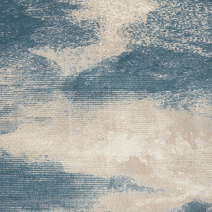 Homeroots 5' X 7' Teal And Ivory Abstract Non Skid Area Rug  Polyester 550444