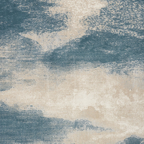 Homeroots 5' X 7' Teal And Ivory Abstract Non Skid Area Rug  Polyester 550444