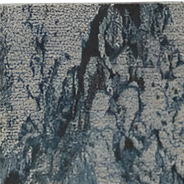 Homeroots 8' Ivory Teal Blue And Black Abstract Non Skid Runner Rug  Polyester 550445