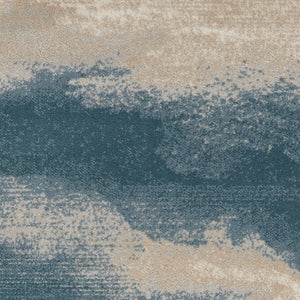 Homeroots 8' Teal And Ivory Abstract Non Skid Runner Rug  Polyester 550446