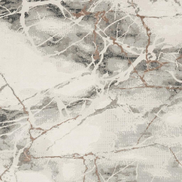 HomeRoots 8' Abstract Area Rug in Ivory, Black, and Gray - Modern Design for Cozy Living Spaces and Durability 8' X 10' 550447