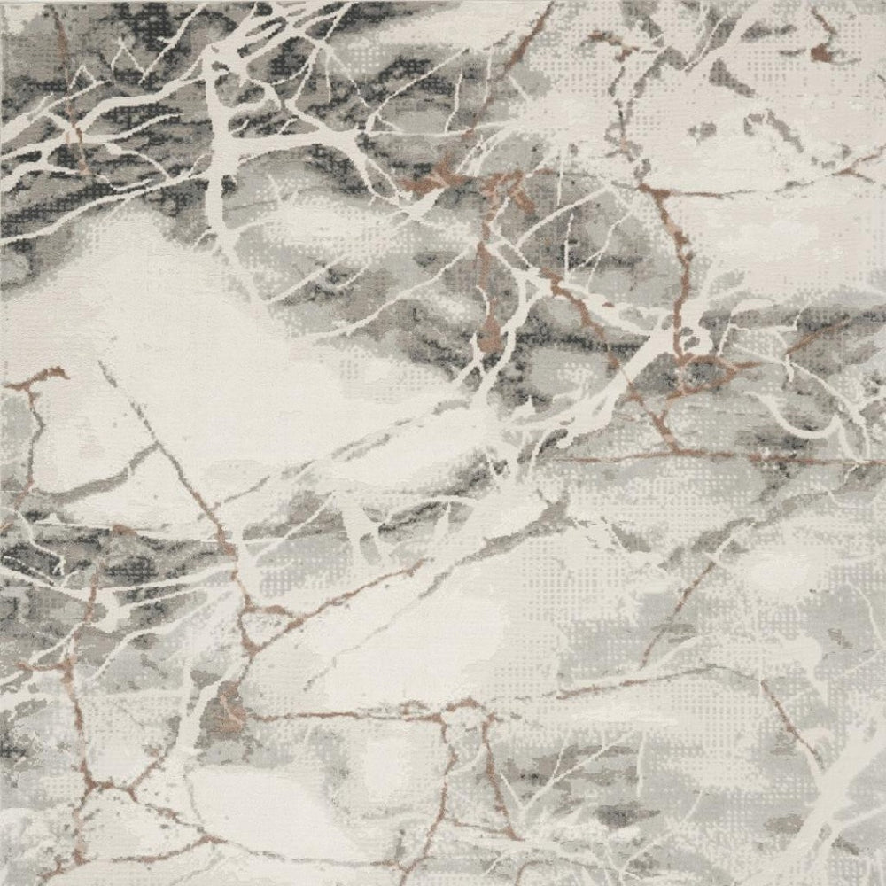 HomeRoots 8' Abstract Area Rug in Ivory, Black, and Gray - Modern Design for Cozy Living Spaces and Durability 8' X 10' 550447