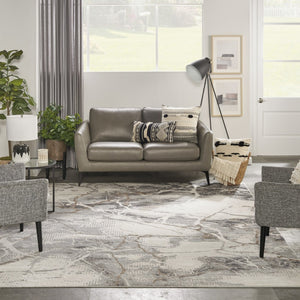 HomeRoots 8' Abstract Area Rug in Ivory, Black, and Gray - Modern Design for Cozy Living Spaces and Durability 8' X 10' 550447