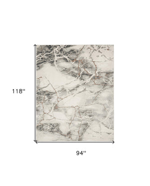 Homeroots 8' X 10' Ivory Black And Gray Abstract Non Skid Area Rug  Polypropylene,Polyester 550447