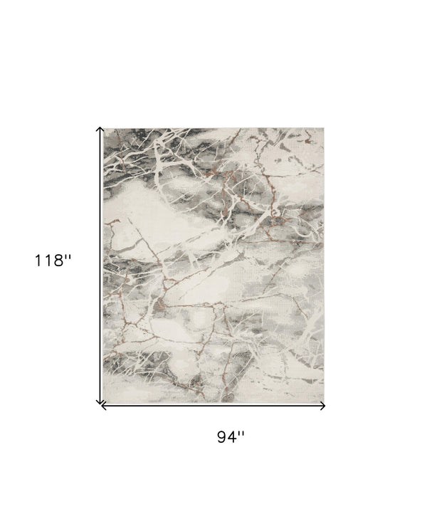 Homeroots 8' X 10' Ivory Black And Gray Abstract Non Skid Area Rug  Polypropylene,Polyester 550447