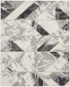Homeroots 8' X 10' Ivory Black And Gray Abstract Non Skid Area Rug  Polypropylene,Polyester 550448