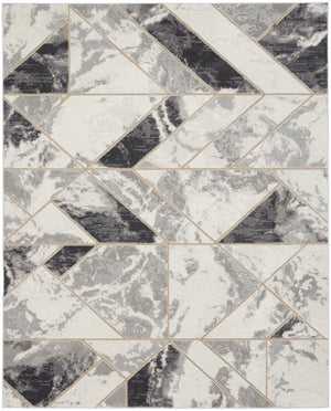 Homeroots 8' X 10' Ivory Black And Gray Abstract Non Skid Area Rug  Polypropylene,Polyester 550448