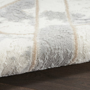 HomeRoots 8' Modern Abstract Ivory, Black & Gray Non-Skid Area Rug for Stylish High-Traffic Spaces 8' X 10' 550448