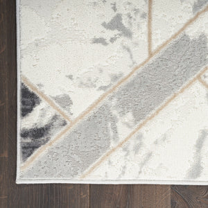 Homeroots 8' X 10' Ivory Black And Gray Abstract Non Skid Area Rug  Polypropylene,Polyester 550448