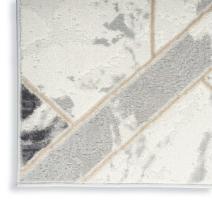 HomeRoots 8' Modern Abstract Ivory, Black & Gray Non-Skid Area Rug for Stylish High-Traffic Spaces 8' X 10' 550448