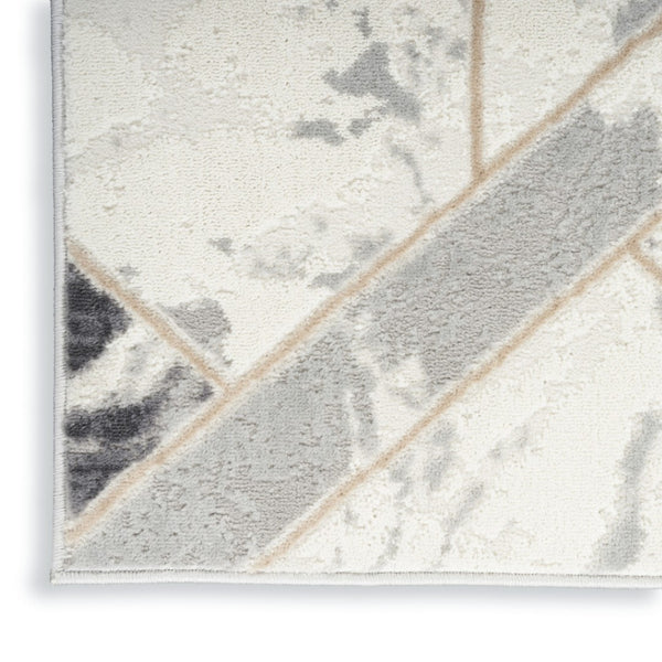 HomeRoots 8' Modern Abstract Ivory, Black & Gray Non-Skid Area Rug for Stylish High-Traffic Spaces 8' X 10' 550448