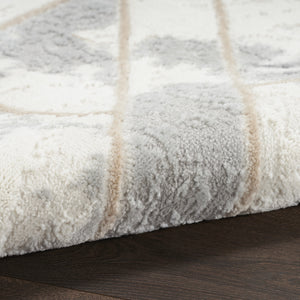 Homeroots 8' X 10' Ivory Black And Gray Abstract Non Skid Area Rug  Polypropylene,Polyester 550448