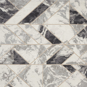 Homeroots 8' X 10' Ivory Black And Gray Abstract Non Skid Area Rug  Polypropylene,Polyester 550448