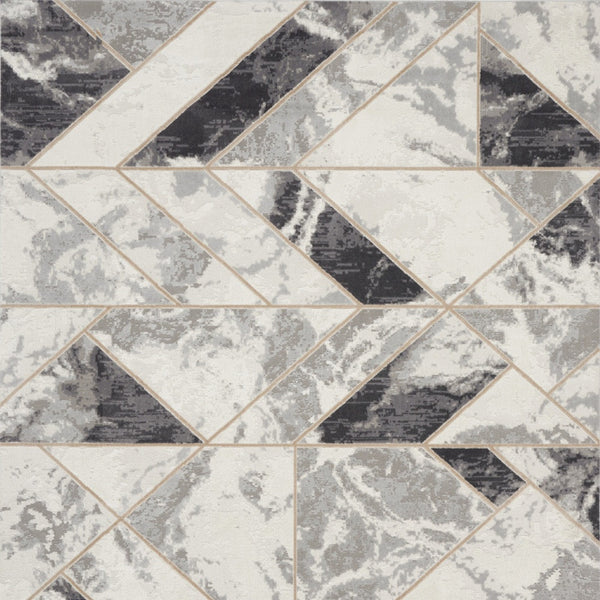 Homeroots 8' X 10' Ivory Black And Gray Abstract Non Skid Area Rug  Polypropylene,Polyester 550448