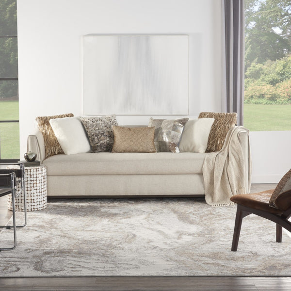 HomeRoots 8' Ivory and Gray Abstract Area Rug - Modern Design, Non-Skid Backing, Perfect for Any Room Décor 8' X 10' 550457