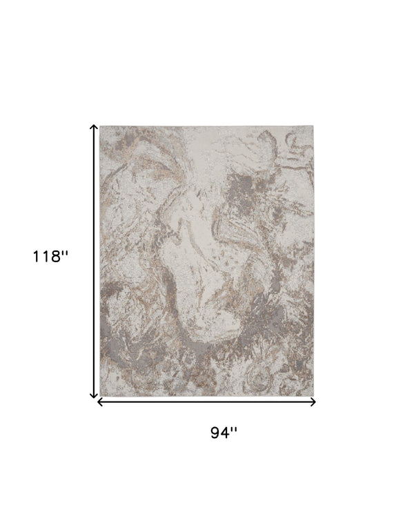 Homeroots 8' X 10' Ivory And Gray Abstract Non Skid Area Rug  Polypropylene,Polyester 550457