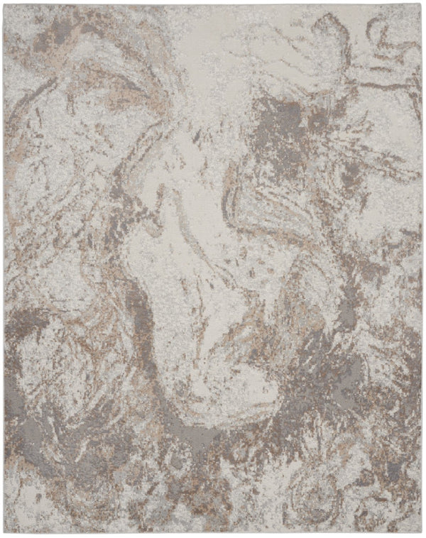 HomeRoots 8' Ivory and Gray Abstract Area Rug - Modern Design, Non-Skid Backing, Perfect for Any Room Décor 8' X 10' 550457