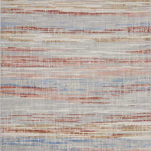 Homeroots 8' X 10' Ivory Red And Blue Abstract Non Skid Area Rug  Polypropylene,Polyester 550458