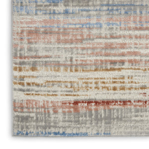 HomeRoots 8' Abstract Area Rug in Ivory, Red, and Blue - Modern Non-Skid Design for Living Spaces and More 8' X 10' 550458
