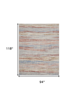 Homeroots 8' X 10' Ivory Red And Blue Abstract Non Skid Area Rug  Polypropylene,Polyester 550458
