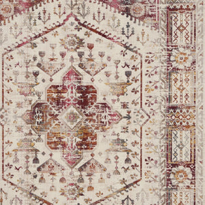 Homeroots 8' X 10' Distressed Floral Area Rug In Ivory, Red & Orange - Durable, Non-skid & Stain Resistant!  Polypropylene 550459