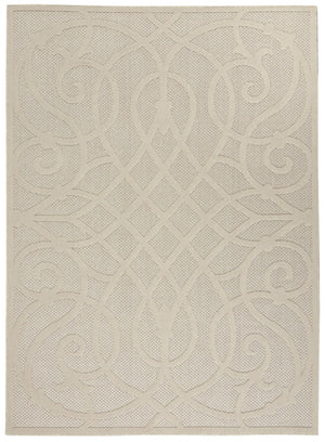 HomeRoots 6' X 9' Cream and Beige Trellis Area Rug - Durable, Stylish, and Versatile for Indoor/Outdoor Spaces 550464