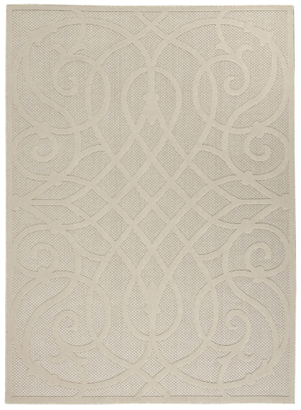 HomeRoots 6' X 9' Cream and Beige Trellis Area Rug - Durable, Stylish, and Versatile for Indoor/Outdoor Spaces 550464