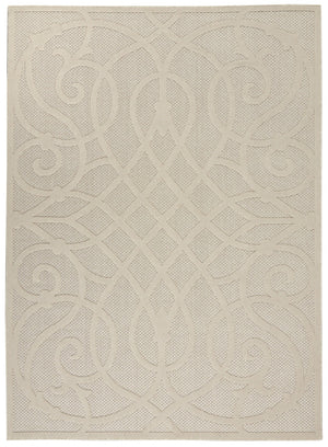 HomeRoots 6' X 9' Cream and Beige Trellis Area Rug - Durable, Stylish, and Versatile for Indoor/Outdoor Spaces 550464
