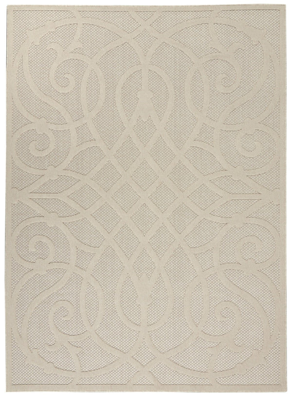 HomeRoots 6' X 9' Cream and Beige Trellis Area Rug - Durable, Stylish, and Versatile for Indoor/Outdoor Spaces 550464
