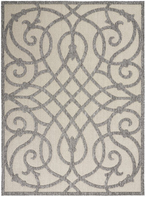 HomeRoots 6' Trellis Area Rug - Cream & Gray Indoor/Outdoor Durable Design for Patios, Kitchens & Living Rooms 550465
