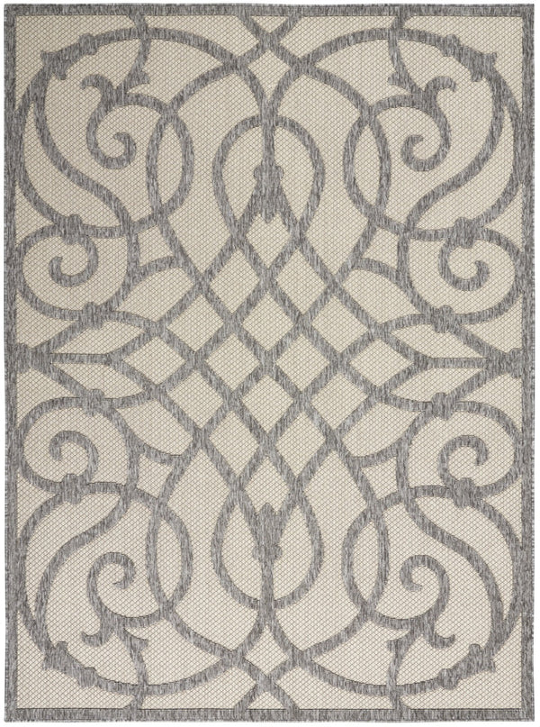 HomeRoots 6' Trellis Area Rug - Cream & Gray Indoor/Outdoor Durable Design for Patios, Kitchens & Living Rooms 550465
