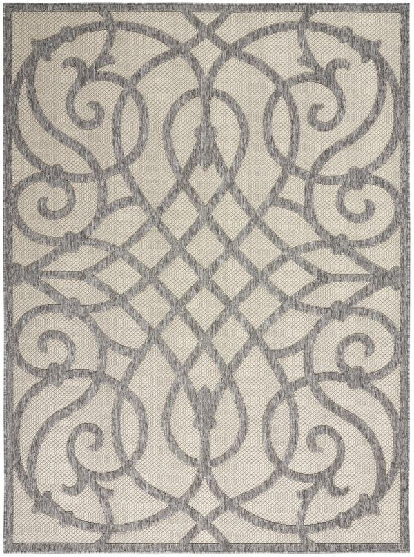 HomeRoots 6' Trellis Area Rug - Cream & Gray Indoor/Outdoor Durable Design for Patios, Kitchens & Living Rooms 550465