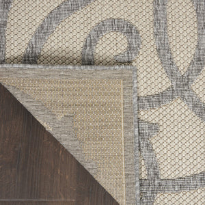 HomeRoots 6' Trellis Area Rug - Cream & Gray Indoor/Outdoor Durable Design for Patios, Kitchens & Living Rooms 550465