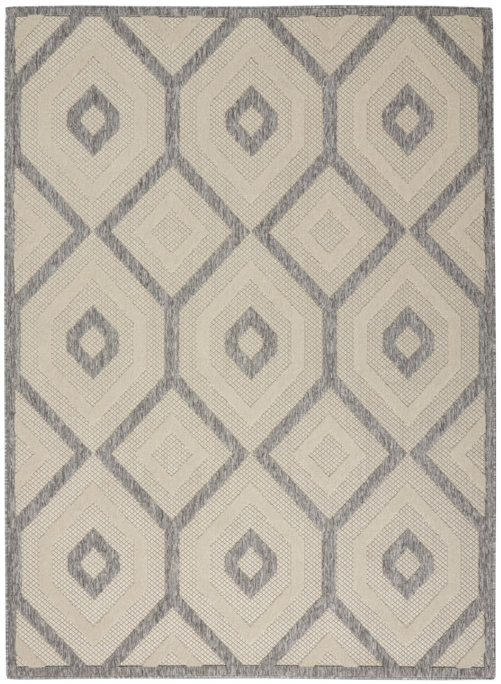 HomeRoots 6' X 9' Cream and Gray Geometric Area Rug - Durable, Stylish Indoor/Outdoor Comfort for Any Space 550466