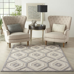 HomeRoots 6' X 9' Cream and Gray Geometric Area Rug - Durable, Stylish Indoor/Outdoor Comfort for Any Space 550466