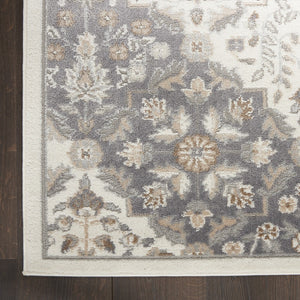 HomeRoots 8' Elegant Ivory and Gray Floral Area Rug - Non-Skid, Durable Design for Living Spaces and More 8' X 10' 550467