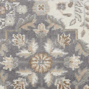 HomeRoots 8' Elegant Ivory and Gray Floral Area Rug - Non-Skid, Durable Design for Living Spaces and More 8' X 10' 550467