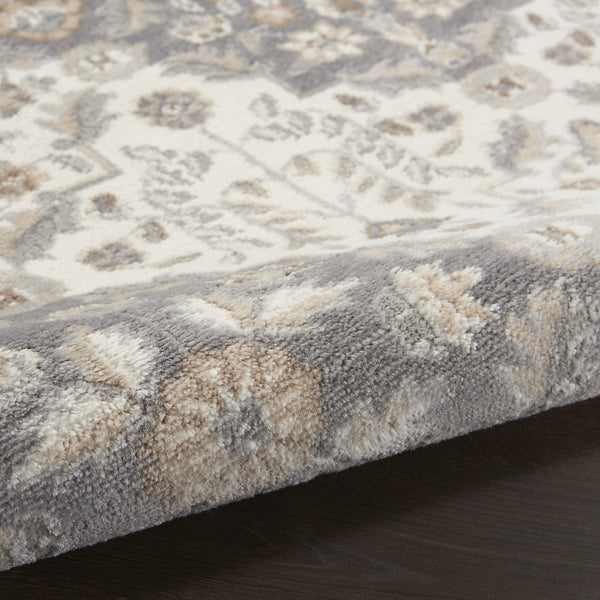 HomeRoots 8' Elegant Ivory and Gray Floral Area Rug - Non-Skid, Durable Design for Living Spaces and More 8' X 10' 550467