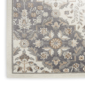 HomeRoots 8' Elegant Ivory and Gray Floral Area Rug - Non-Skid, Durable Design for Living Spaces and More 8' X 10' 550467