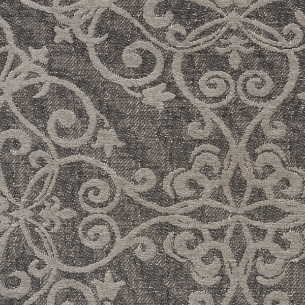 Homeroots 5' X 7' Gray And Light Gray Damask Distressed Area Rug  Cotton,Polyester 550478