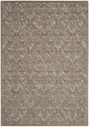 Homeroots 5' X 7' Taupe And Gray Damask Distressed Area Rug  Cotton,Polyester 550480