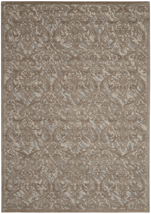 Homeroots 5' X 7' Taupe And Gray Damask Distressed Area Rug  Cotton,Polyester 550480