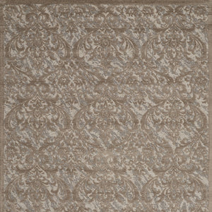 Homeroots 5' X 7' Taupe And Gray Damask Distressed Area Rug  Cotton,Polyester 550480