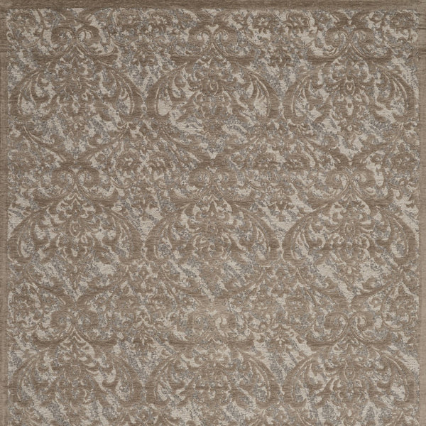 Homeroots 5' X 7' Taupe And Gray Damask Distressed Area Rug  Cotton,Polyester 550480