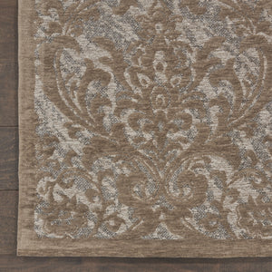 Homeroots 5' X 7' Taupe And Gray Damask Distressed Area Rug  Cotton,Polyester 550480