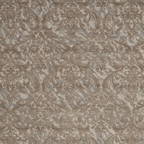 Homeroots 5' X 7' Taupe And Gray Damask Distressed Area Rug  Cotton,Polyester 550480