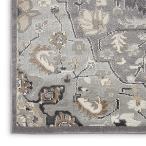 HomeRoots 8' Gray and Black Floral Medallion Area Rug – Elegant Non-Skid Design for Classic Home Décor 8' X 10' 550481