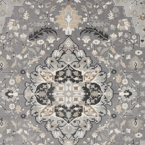 Homeroots 8' X 10' Gray And Black Floral Medallion Non Skid Area Rug  Polypropylene,Polyester 550481